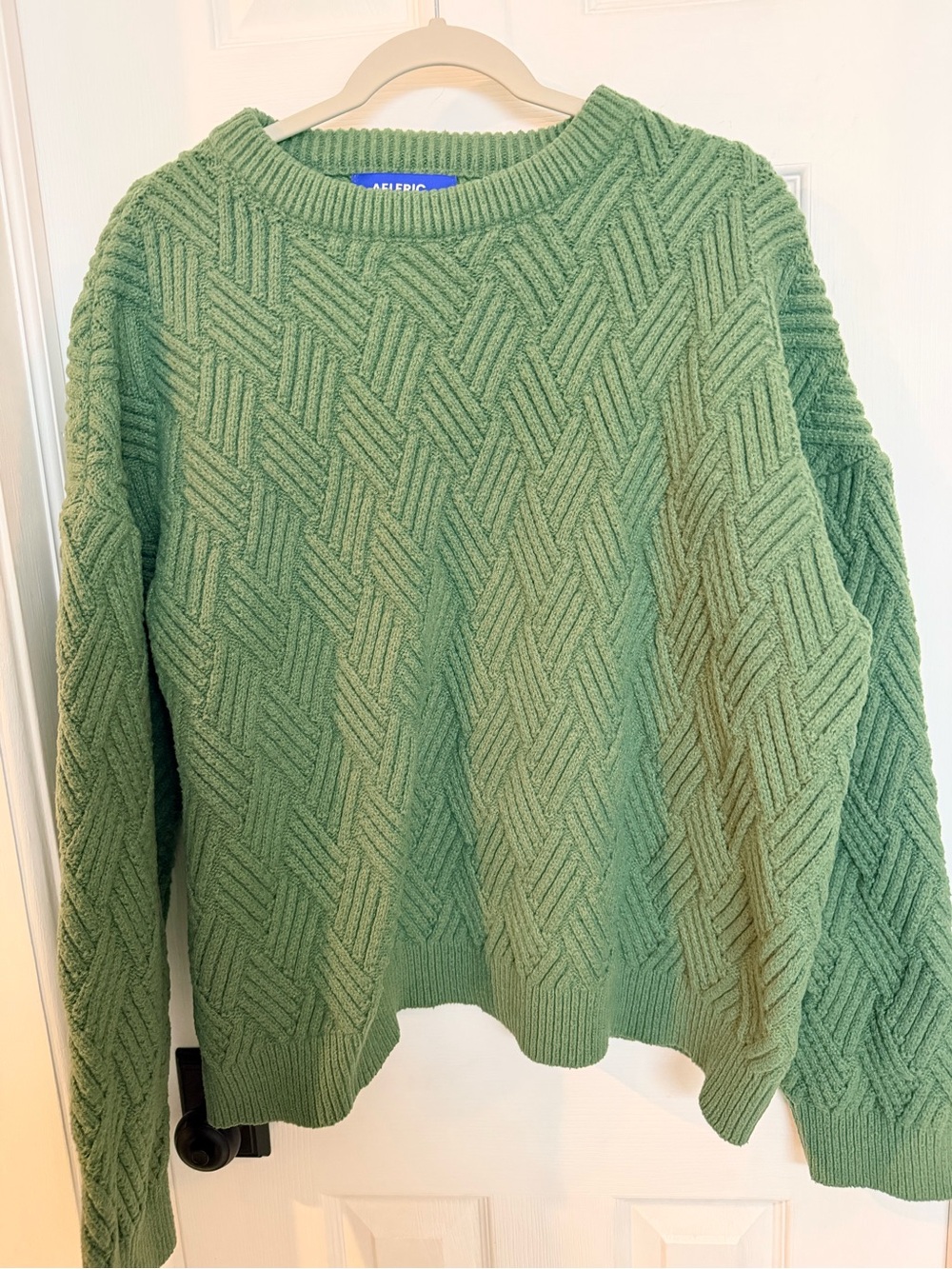 Aelfric Eden Sage Green Geometric Cable Knit Oversized Sweater L - Picture 2 of 5